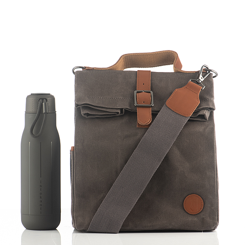 LUNCH BAG WITH BOTTLE - GREY